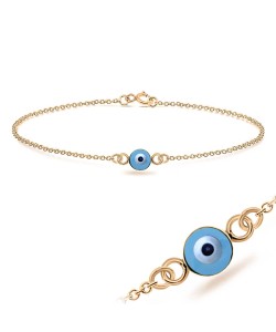 Evil Eye Round Shape Silver Bracelet BRS-202-RO-GP